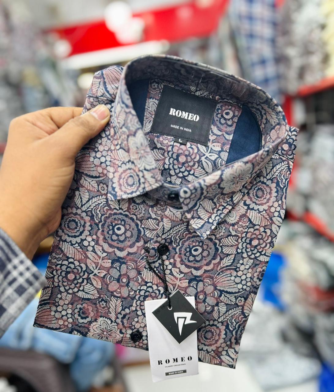 Floral Satin Printed shirts (Blue)