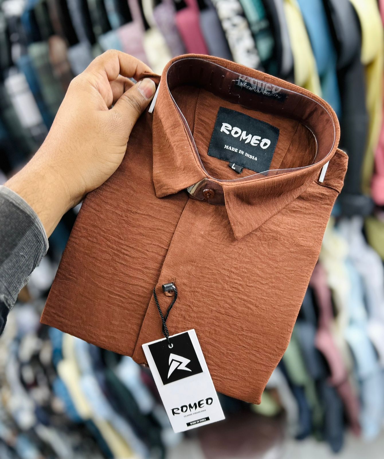 Korean textured style shirts (Brown)