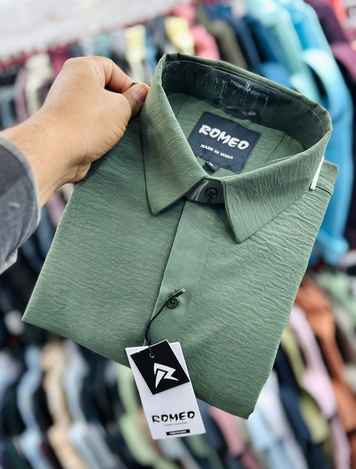 Korean textured style shirts (Green)