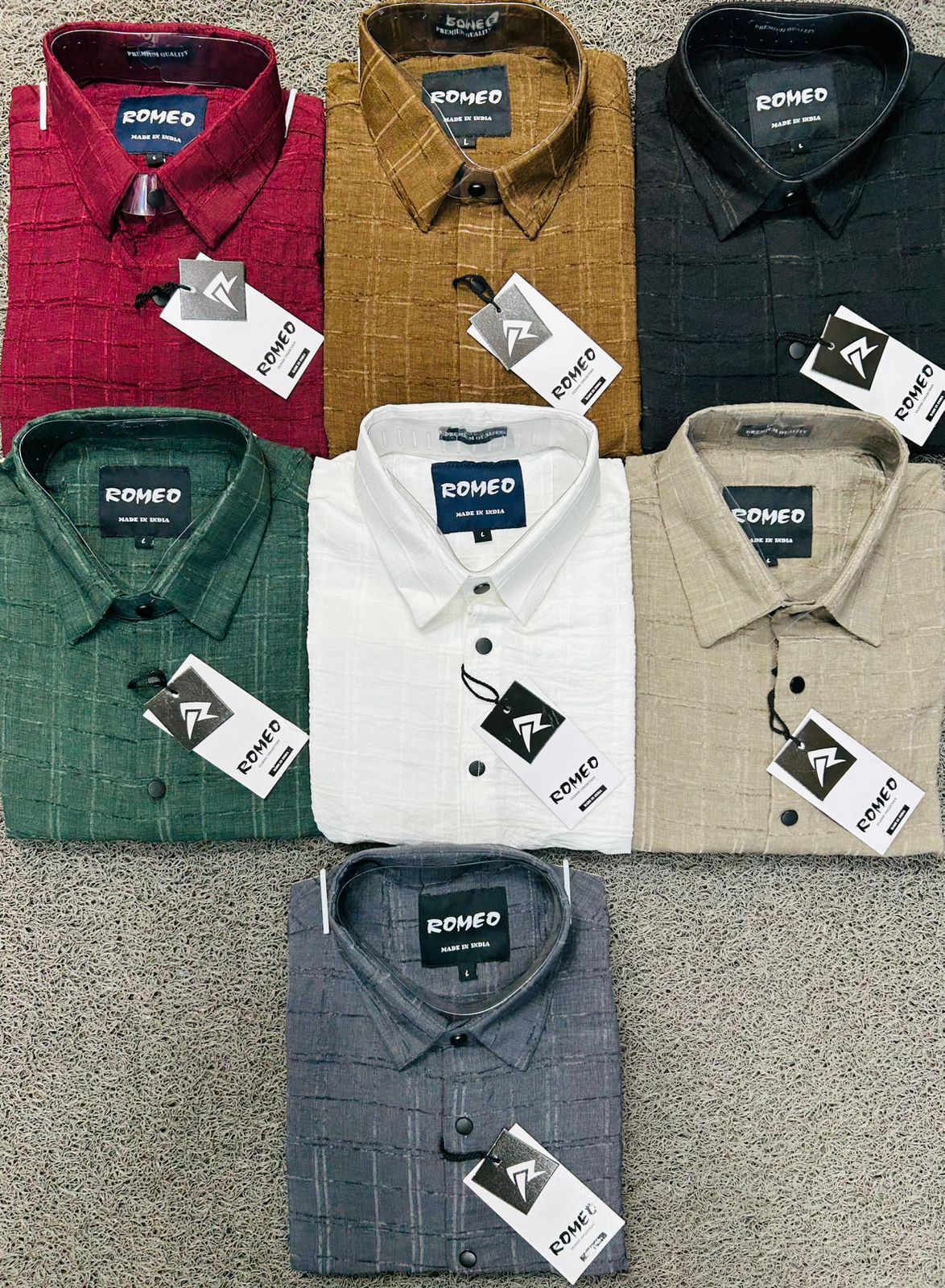 Texture checks Casual premium fabric shirts (Green)